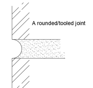 A rounded tooled joint